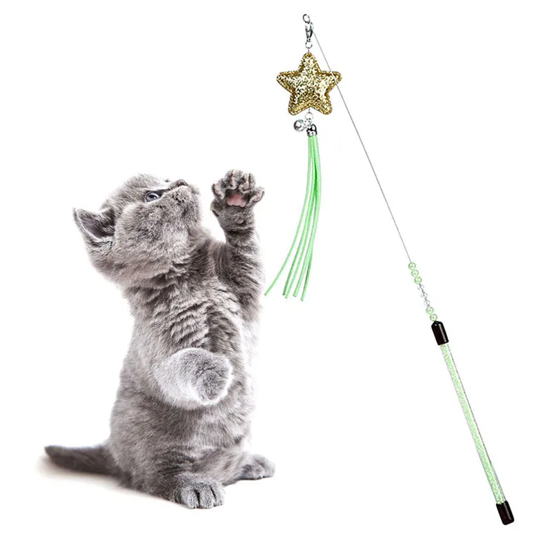 고양이 장난감 애완 동물 고양이 완드 고양이 티저 스타 술 장식 고양이 대화 형 완드 고양이 벨 완드 완구 고양이Cat Toys AliExpress