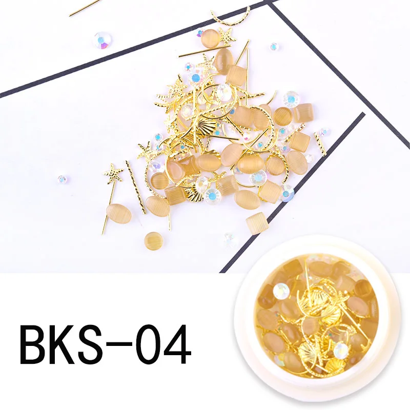 BKS-04 18 цветов, украшение для ногтей в виде раковины для японского дизайна ногтей, Необычные 3D украшения для ногтей, смешанные стильные стразы, украшения для DIY - Цвет: BKS-04