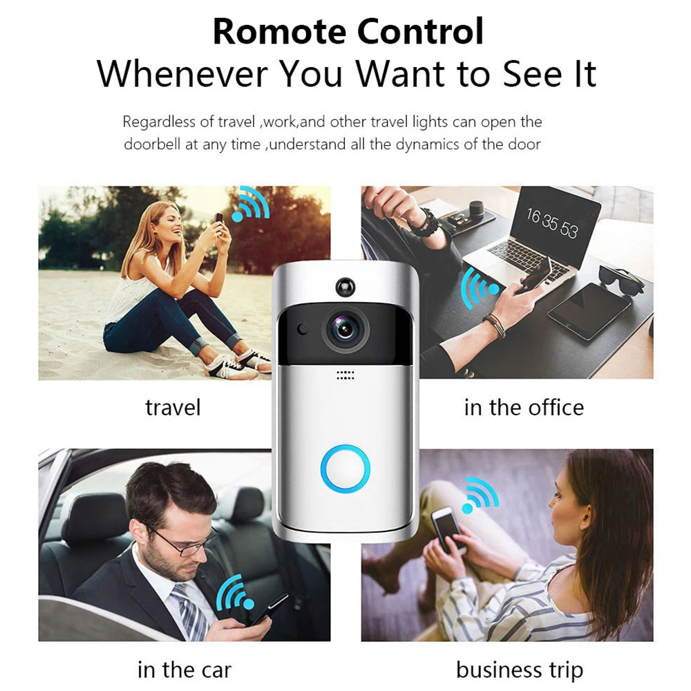 

WIFI Camera Doorbell, 2 batteries Smart IP Camera Motion Detection Night Vision Two-way Audio Home Security Camera Doorbell D001
