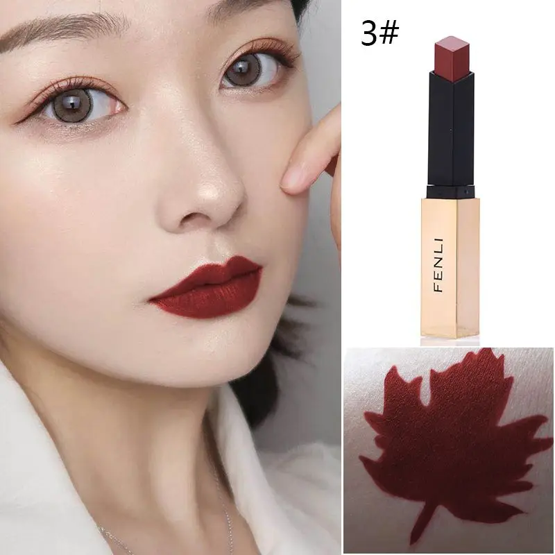 Waterproof Sexy Lipstick Matte Long Lasting Moisturizing Non-stick Lipstick Makeup Beauty Lip Tint Cosmetic Easy To Color