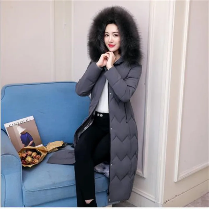 Manteau Femme Hiver размера плюс 6xl, новинка, Длинная женская куртка с капюшоном и меховым воротником, пуховая парка для женщин, толстая Тонкая зимняя одежда OL H178