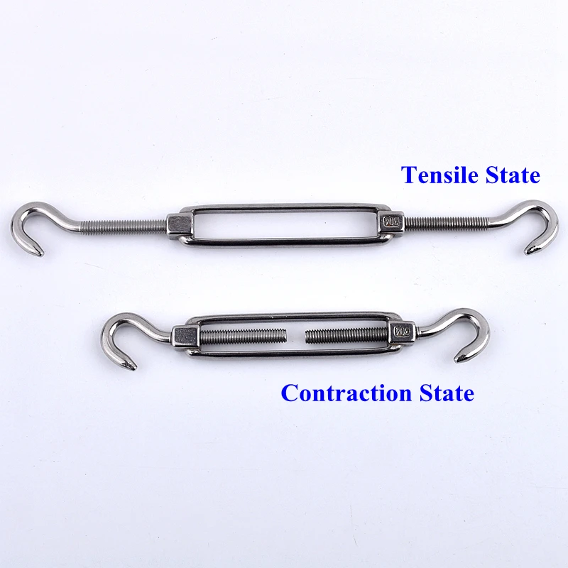Turnbuckle Tools M5~M24 Turnbuckle 304 Stainless Steel Wire Rope Tension Device Shading Net Tarpaulin Installation DIY Tools Flange Bolt Hook