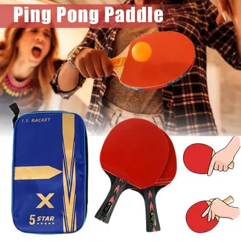 

2Pcs Upgraded 5 Star Carbon Table Tennis Racket Set Lightweight Powerful Ping Pong Paddle Bat with Good Control