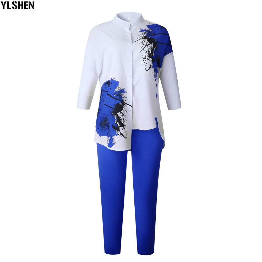 African Women Sets Print Long Sleeve Blazer T-shirt Pants Suits Office Lady Elegant 2 Piece Set Business Outfits Africa Clothing 20