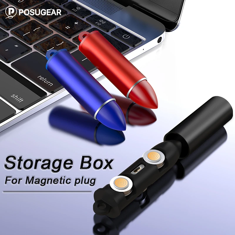 

New 3 in 1 Magnetic Cable Plug Box Type-C Micro USB C 8 Pin Ellipse Magnet Plug Phone Cable Magnetic Plugs Connector Case