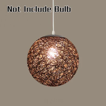 

Round Rattan Wicker Ball Ceiling Light Pendant Lamp Shade String Lights Style For Bar No Bulb Office