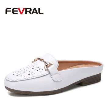 

FEVRAL Cut-Outs Summer Woman Shoes Genuine Leather Woman Flats Hollow Women Loafers Soft Mother Moccasin Casual Shoe Size 35~40