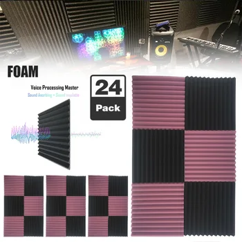 

24 Pcs Acoustic Foam Panels Wedges Studio Soundproofing Wall Tiles for Home Room QP2
