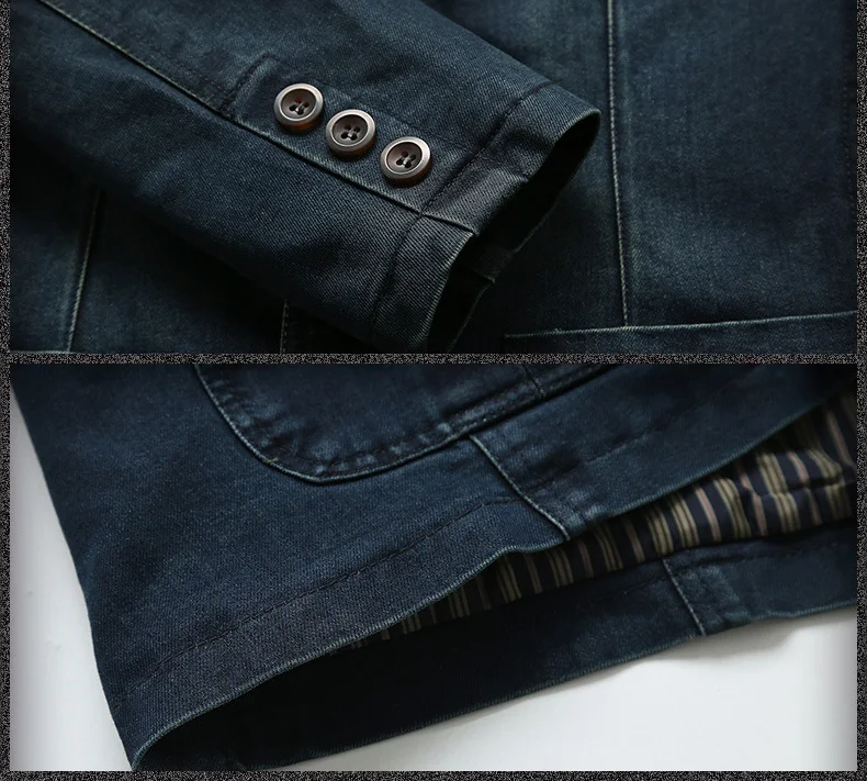 Лидер продаж джинсовая куртка Для мужчин осенний Блейзер Куртка Slim Fit куртка в стиле милитари Однобортный отложной воротник джинсовая куртка размера плюс XXXXL