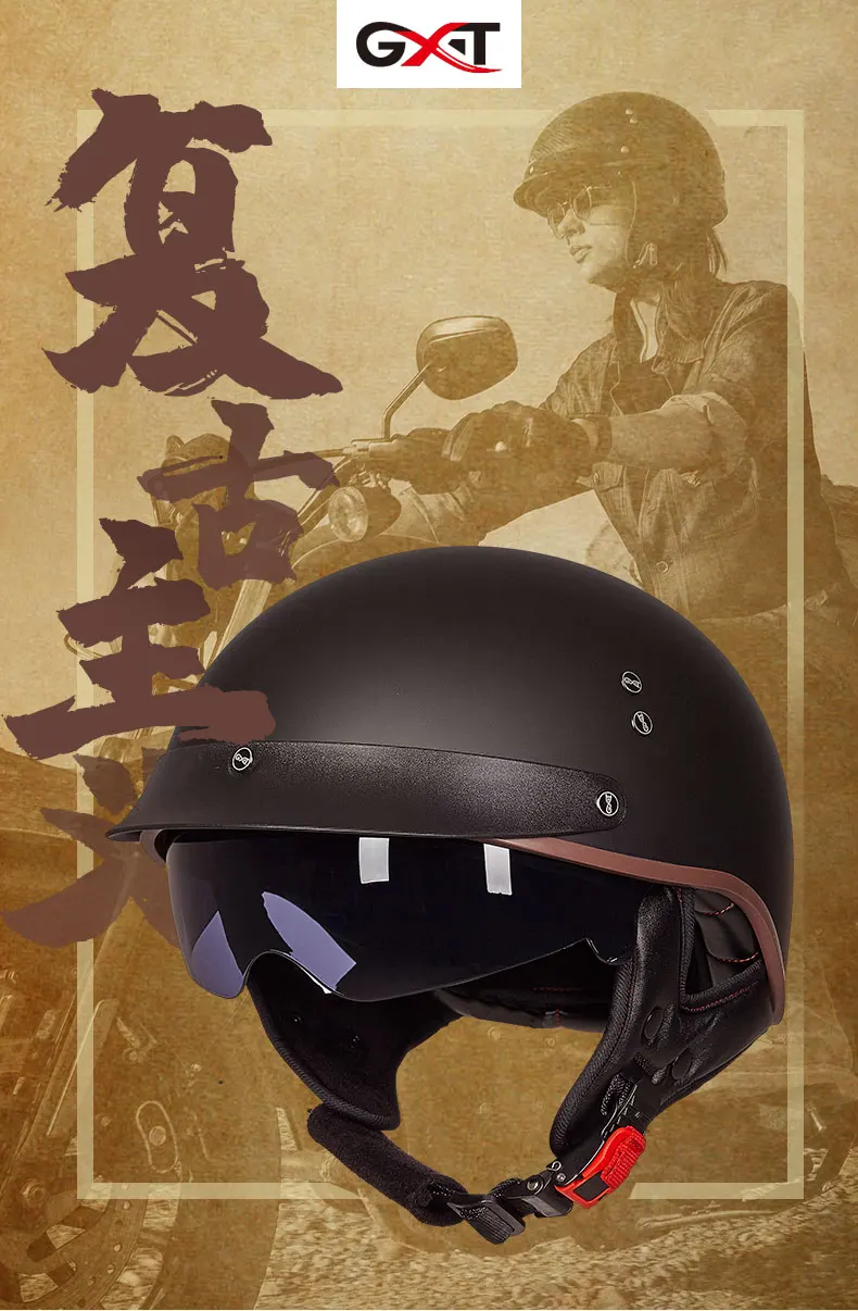 GXT череп полушлем для мотоцикла Винтажный Мужской мотоциклетный шлем ретро женский скутер мотоциклетный шлем Dot утвержден шлем