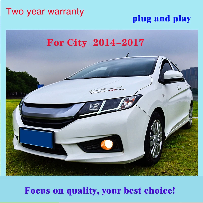 Автомобильный Стайлинг для Honda City- светодиодный головной светильник для города Головной фонарь СВЕТОДИОДНЫЙ дневной ходовой светильник светодиодный DRL Bi-Xenon HID