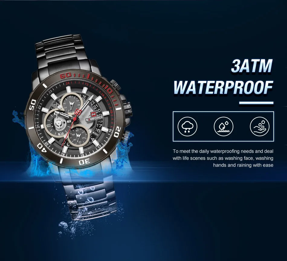 NAVIFORCE, модные мужские часы, люксовый бренд, нержавеющая сталь, кварцевые часы, водонепроницаемые, спортивный хронограф, подарок для мужчин, наручные часы