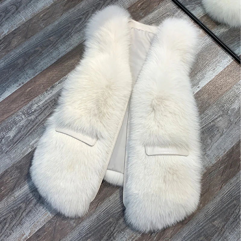 ZDFURS* натуральный жилет из натурального Лисьего меха зимнее модное меховое пальто женская куртка из натурального Лисьего меха длинное меховое пальто