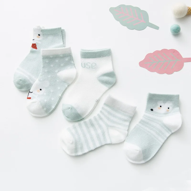 Детские хлопковые носки с рисунком лотоса, новинка года, 5 пар/партия теплые мягкие дышащие короткие носки для новорожденных мальчиков и девочек