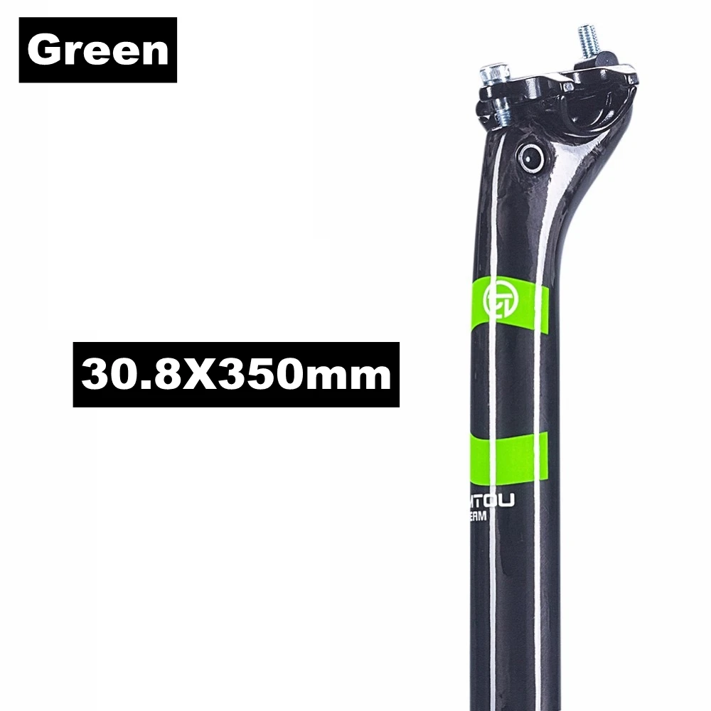 Green 30.8X350mm TOMTOU полный UD углеродное волокно Подседельный штырь для горного велосипеда 27,2/30,8/31,6 дорожный руль MTB велосипед Подседельный штырь трубки Аксессуары для велосипеда - Цвет: Green 30.8X350mm