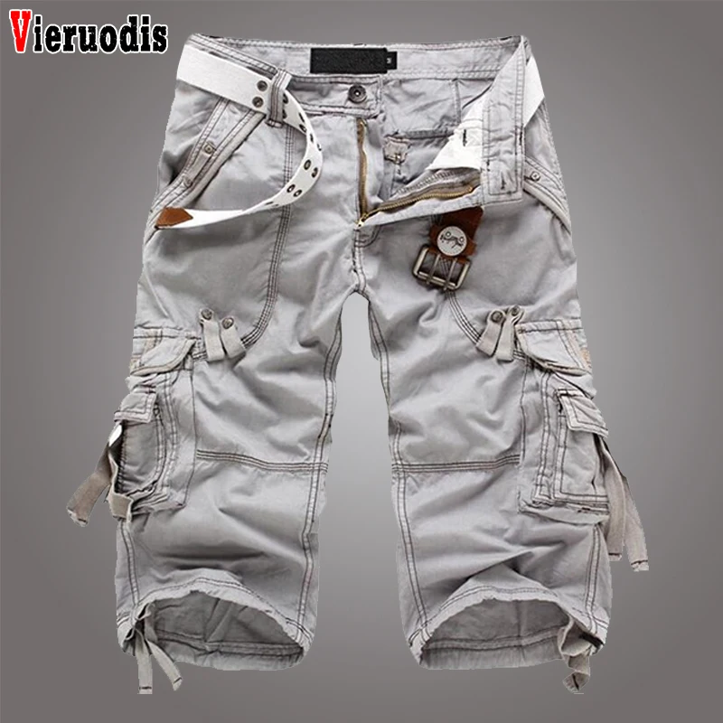 Летние Новые мужские камуфляжные летние короткие брюки карго шорты 8 цветов плюс размер 29-40 свободные шорты со множеством карманов на молнии тактические шорты