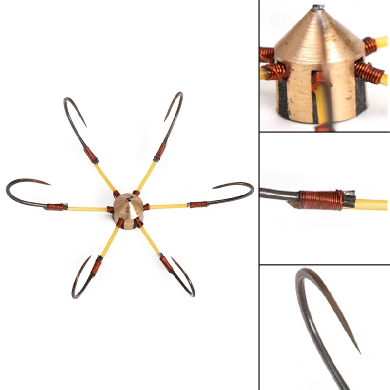 6 Claws Copper Hexagon Side Anchor Hook Blade Hair Crab | Спорт и развлечения
