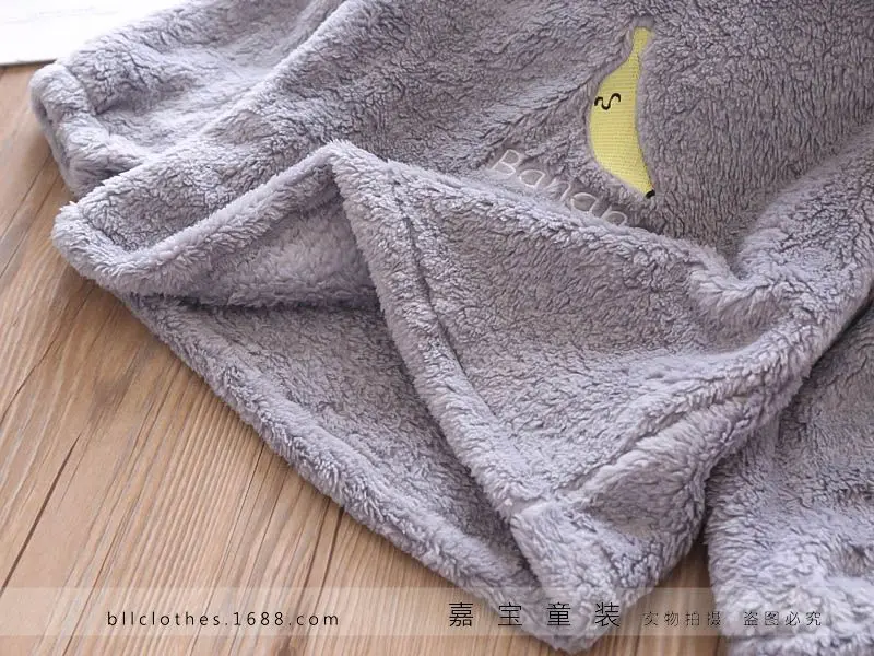 Fashion Winter Boys/Girls Warm Flannel Pajama Sets Cute Cartoon Children's Hooded Long Sleeve Sleepwear Suits Home Soft Pyjamas