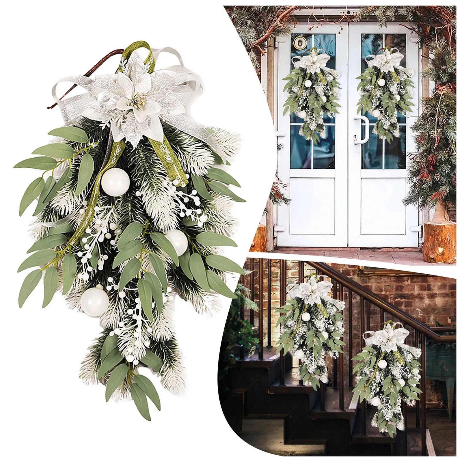 2022 Christmas Wreath Handmade Rattan Pendant Garland Shopping Mall