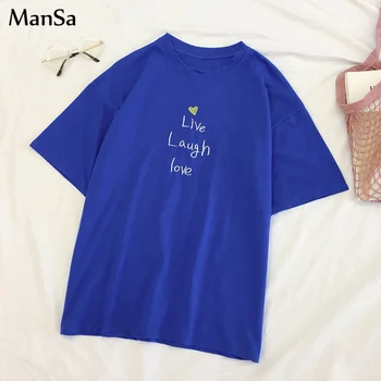 

korean Letter embroidery Tshirt Women Summer Harajuku simple short sleeve T Shirt Femme casual loose t-shirts tops Camisas Mujer