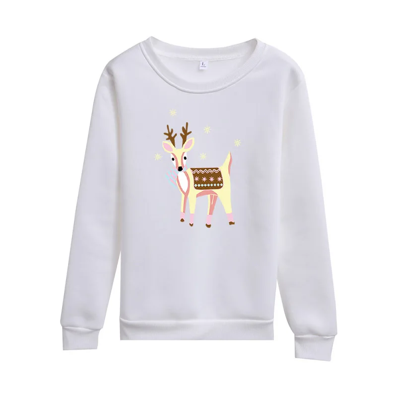 Модный свитшот с длинными рукавами и надписью оленя Женский без капюшона для