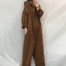 Macacão com capuz, original, coreano, mulheres, primavera, outono, novo, peça única, temperamento grande, harajuku, treino, shorts, 2021
