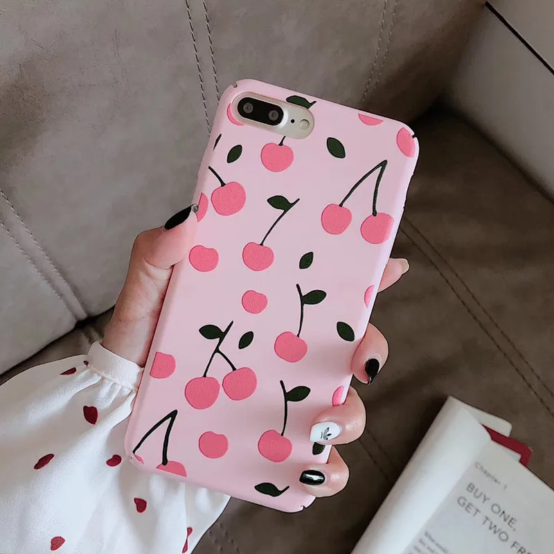 Розовый кавайный японский фруктовый Вишневый чехол для телефона для iPhone X XS XR Xsmax 7 7 Puls 6 6S 7 8 Puls чехол s Ретро мягкий силиконовый чехол