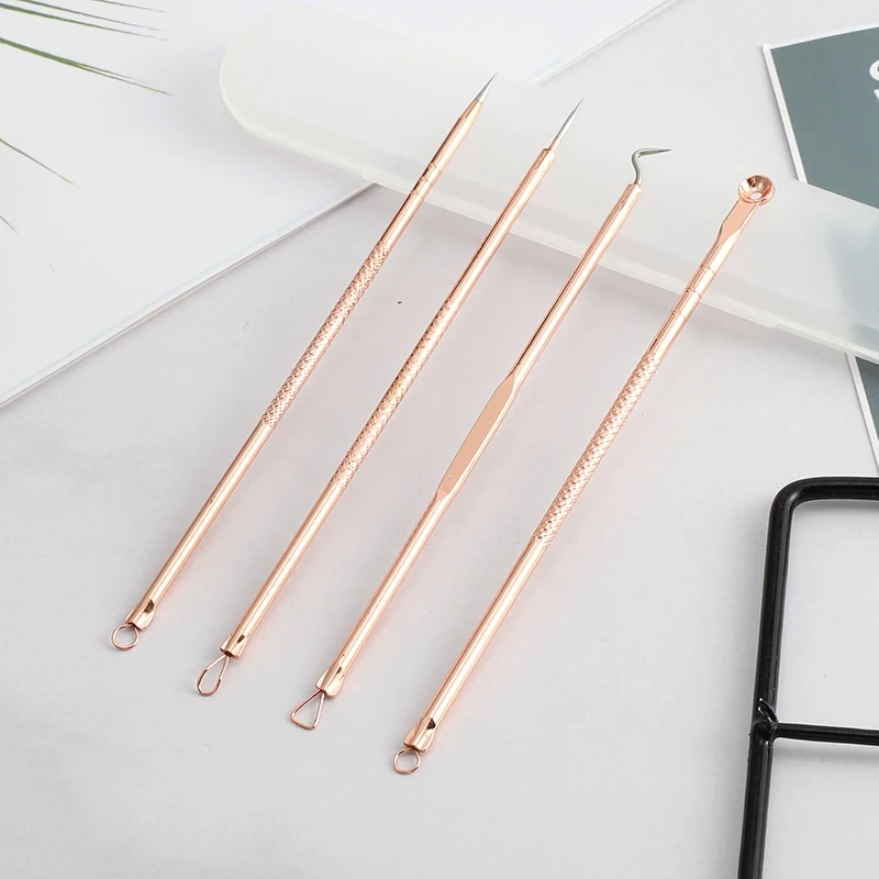 Pretty Comy 4Pcs/set Acne Blackhead Removal Needles Stainless Comedone Extractor Cleanser Beauty Face Cleaning Tools Good Use