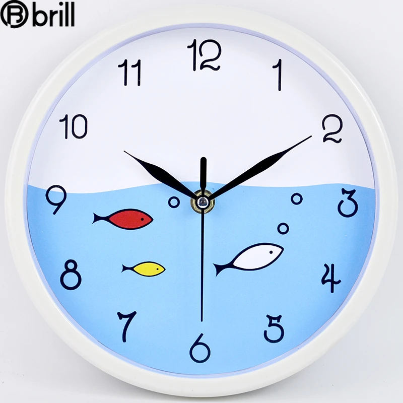 Silent Simple Wall Clock Cartoon Kids Living Room Wall Clock Blue Morden Design Round Wall Clock Kids Bedroom Cartoon 60 Wall Clocks Aliexpress