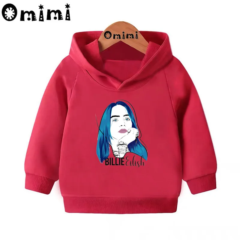 Детские толстовки Billie Eilish в стиле хип-хоп детские толстовки с капюшоном пуловер для малышей Топы для маленьких девочек и мальчиков, осенняя одежда KMT5265