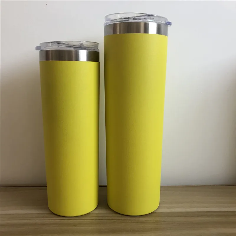 News 20oz 30oz Skinny Tumbler Double Wall Stainless Steel Vacuum Tumbler Vacuum Insulated Straight Cups Flask Beer Coffee Mugs