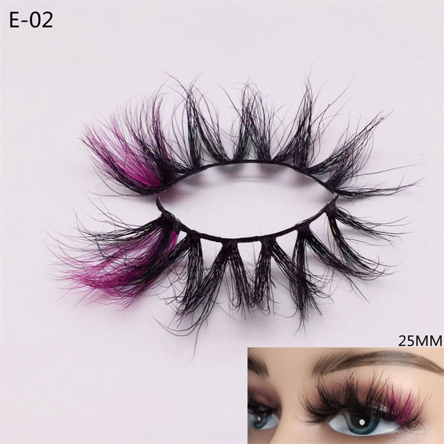 3D Mink Eyelashes Colorful 100% Mink Lashes Mix Color Pink Blue Red White False Eyelashes Fluffy Soft Cilias Vendor