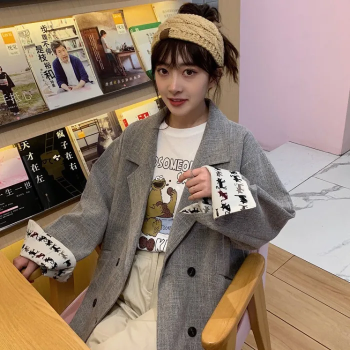 

Fox Mrs. Long Sleeve Suit Jacket Women's Sense of Design Small zhong fu Ancient Port Kong-Style Laziness-Style Tops Autumn Loose