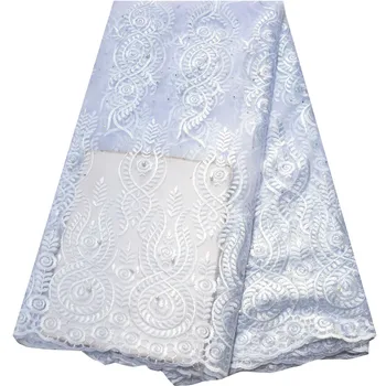 

White Wedding Mesh French Nigerian Laces Fabrics High Quality Tulle Beaded Laces Fabric Wedding Cheap price French Lace N2807