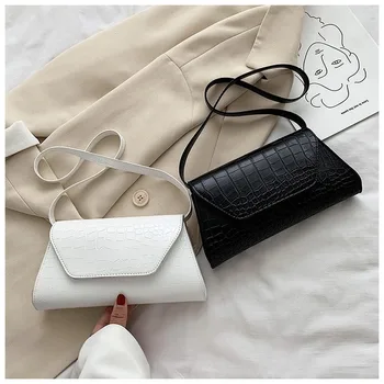 

2020 new female bag Korean fashion simple crocodile pattern shoulder bag light and versatile portable underarm bag wholesale