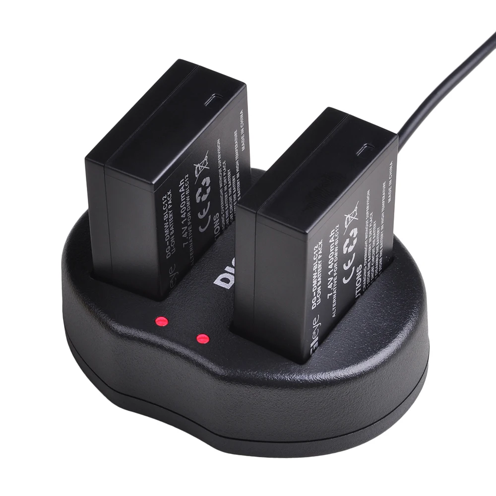 2 Pack Dmw-Blc12 Blc12E Blc12Pp Blc12 Batteria + Caricatore Doppio Usb Per Panasonic Lumix Fz1000,Fz200,Fz300,Dmc-Gx8,G5,G6,G7,Gh2