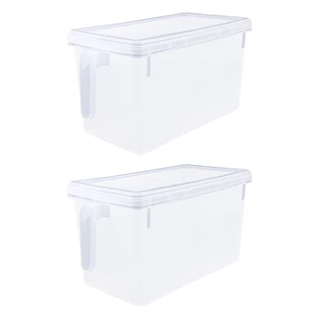 

2pcs 4.7L Stackable Practical Pantry Organizer Storage Bin Fridge Bin for Refrigerator