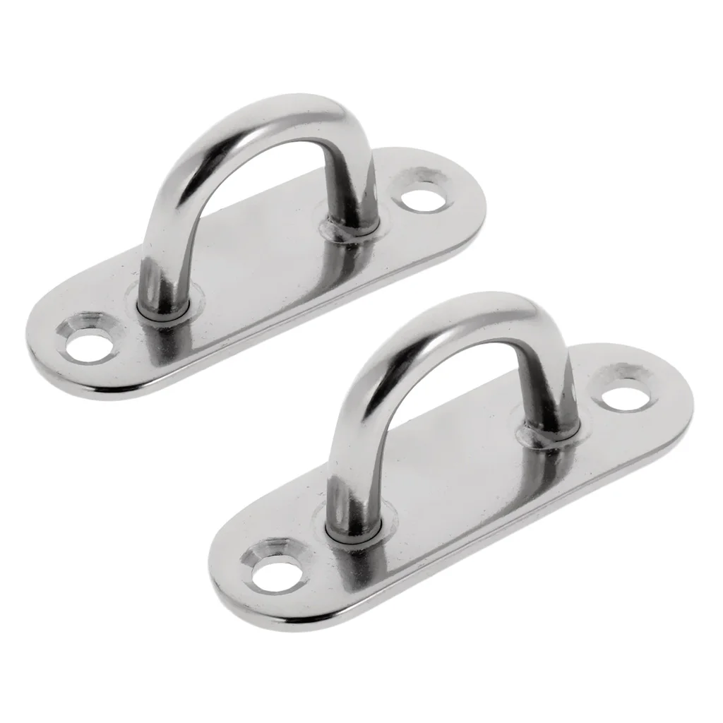 2pcs 304 Stainless Steel Oblong Pad Eye Plate Eye Hook for Marine Boat 44mm