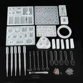 

Geometric Silicone Casting Molds Stick Dropper Clasp DIY Jewelry Craft Making Tools Set DIY Earring Pendant UV Epoxy Resin Mould