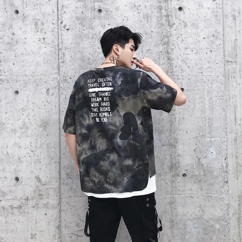 

Free Agent Large Size MEN'S Short-sleeved T-shirt Summer Camouflage T-shirt Crew Neck Tops Mock Two-Piece Loose-Fit Fashion Men'