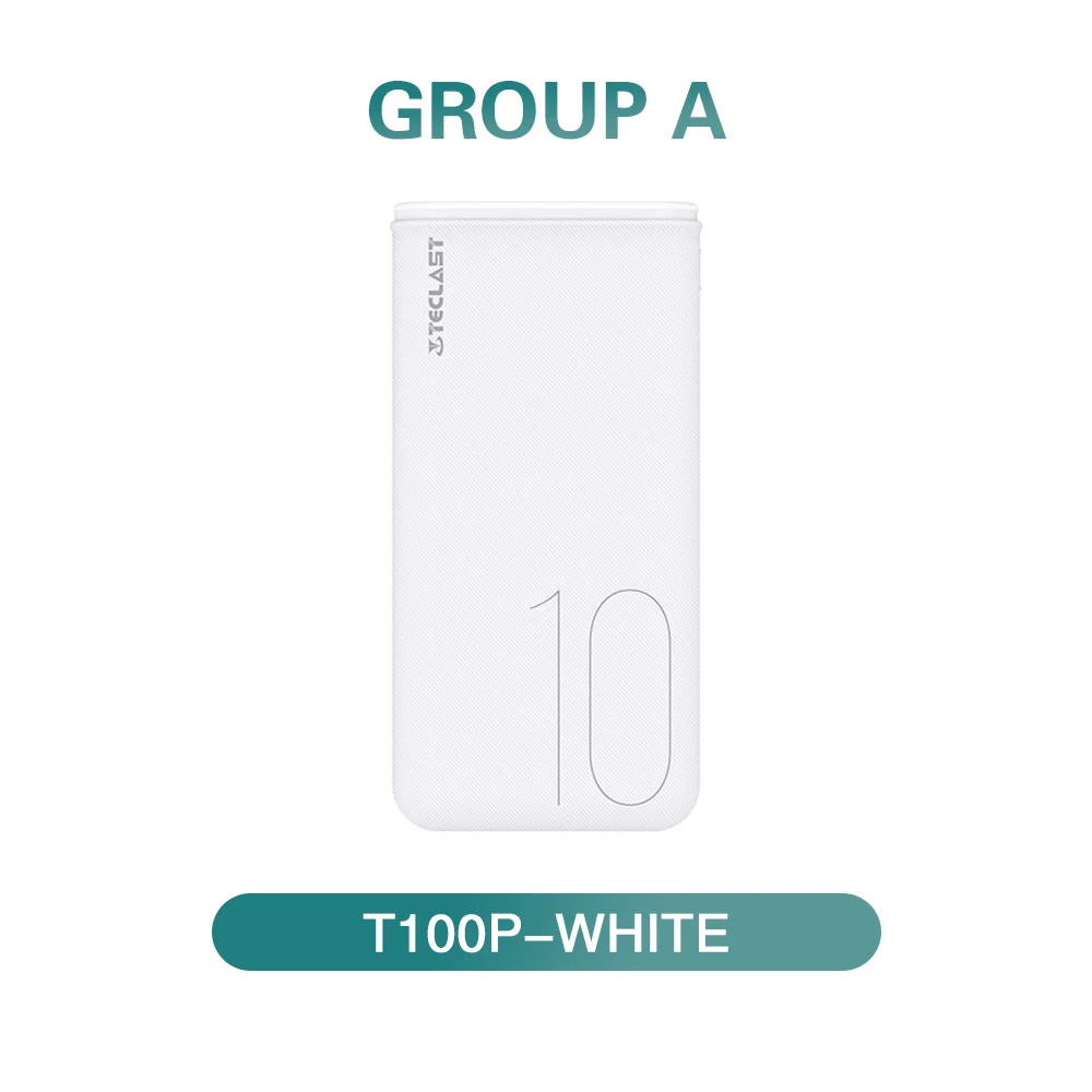 Teclast T100P-W Dual Input Power Bank New Thin 10000mAh Large Capacity High-Density Lithium Polymer Battery Safety Mobile Power power bank 30000mah Power Bank