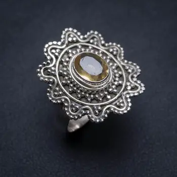 

Natural Citrine Handmade Vintage 925 Sterling Silver Ring, US Size 9 S2350