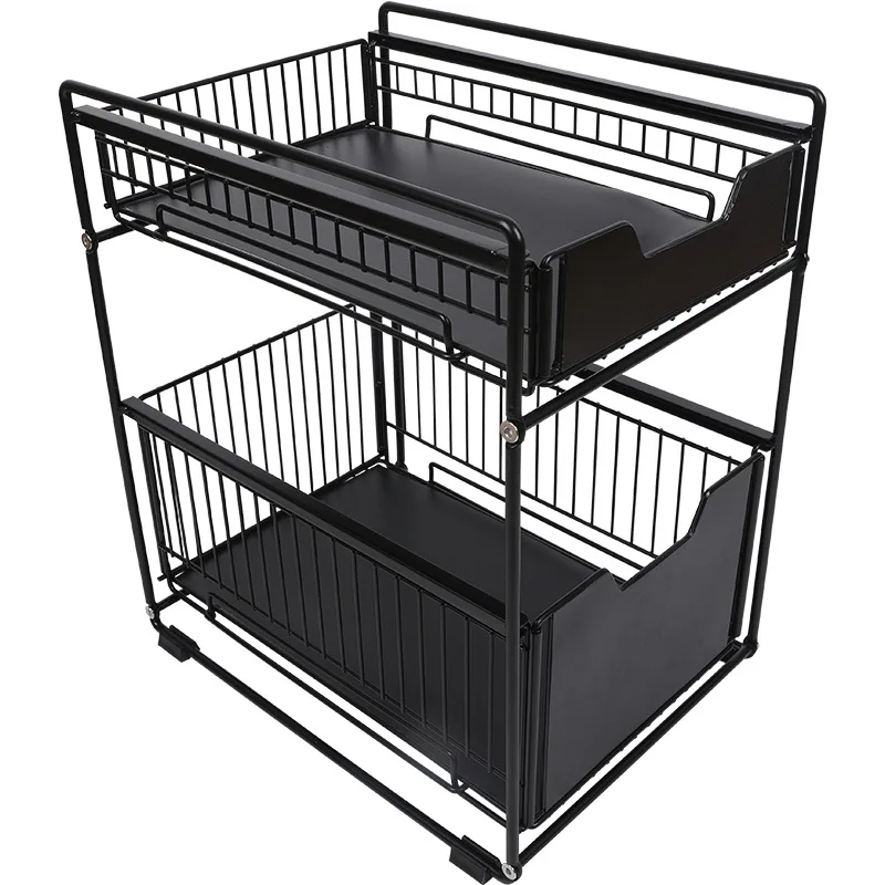 

Under The Kitchen Sink Storage Rack Drawer Type Pushed Pulled Under The Cabinet Telescopic Double Shelf Organizer Dish Rack 2021