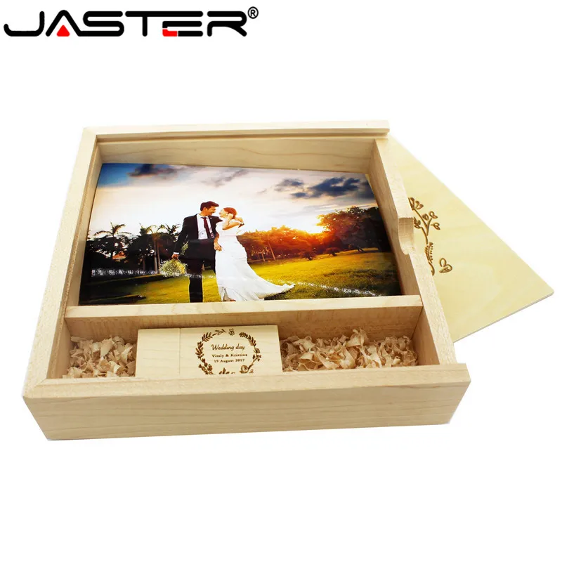 JASTER клен фотоальбом дерево usb + коробка карта памяти Флешка 16 Гб фотография