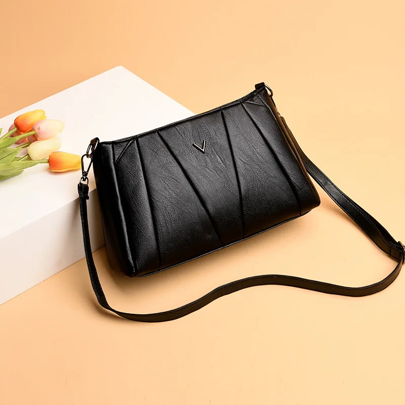 

Middle-aged WOMEN'S Bag 2019 New Style Korean-style Simple Solid Color Pu WOMEN'S Shoulder Bag Spiraea Soft Leather Fashion Momm
