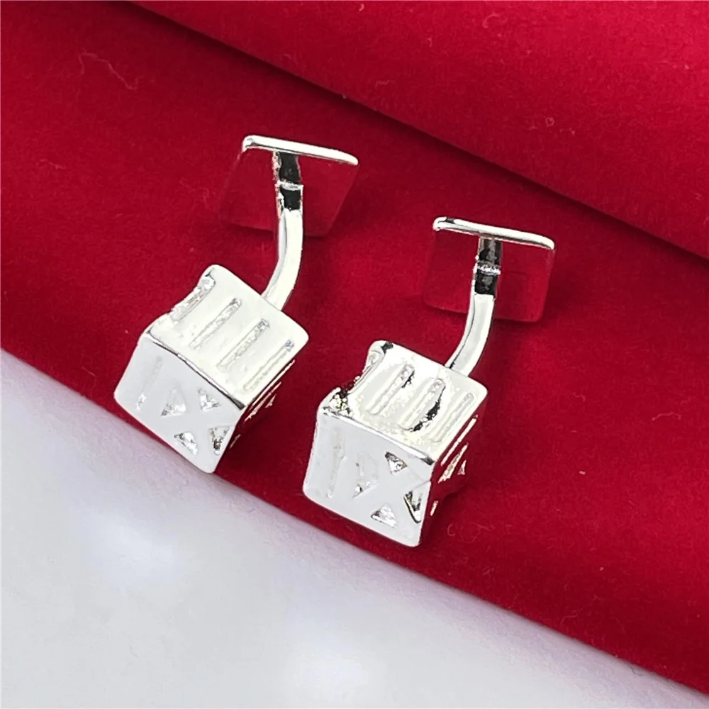 925 Silver Cufflinks Oval Roman Square Buttons Fashion Jewelry Gifts