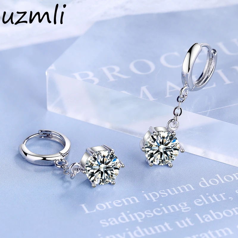 New 925 Sterling Silver Earrings Inlaid Zircon Crystal Ear Buckles Anti Allergy For Girl Glamour Jewelry Valentine Birthday Gift | Украшения