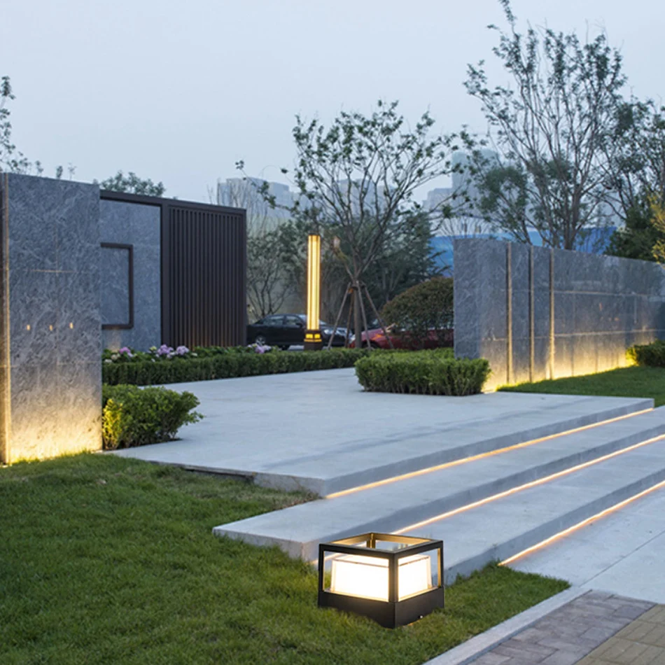 LED Pillar Lamp Waterproof Aluminum Acrylic Outdoor Garden Path Lawn Light Landscape Column Light Garden Porch Stigma