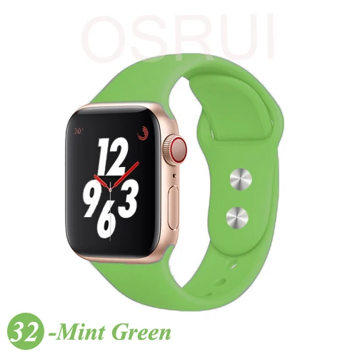 Ремешок для спортивных часов для apple watch band 42 мм/38 мм apple watch 4 3 2 band iwatch band 44 мм/40 мм браслет ремень часы аксессуары - Цвет ремешка: 32-Mint Green