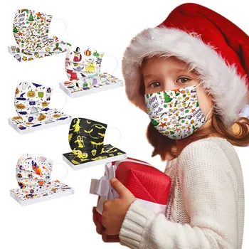 

50pcs Children's Disposable Christmas Mask Mascarilla Dustproof Face Shields Industrial 3ply Ear Loop Masque Mondkapjes